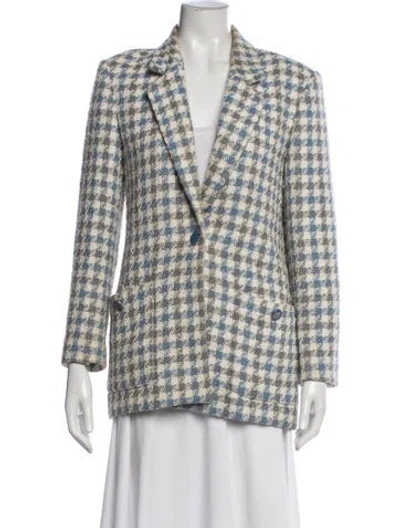 Pre-owned Sandro Plaid Print Blazer In Neutral