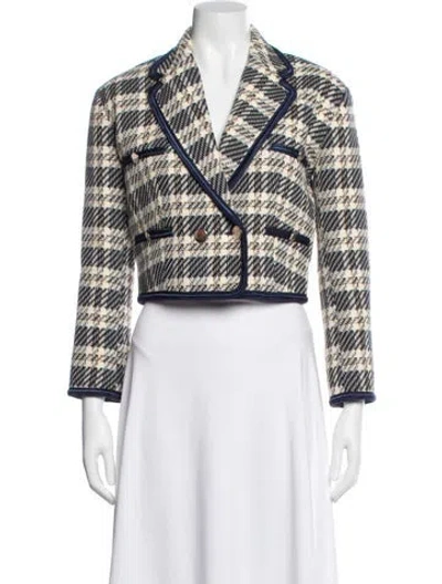 Pre-owned Sandro Plaid Print Blazer In Neutral