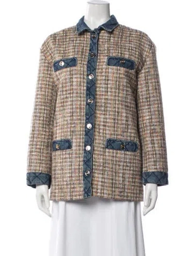 Pre-owned Sandro Plaid Print Blazer In Neutral