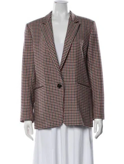 Pre-owned Sandro Plaid Print Blazer In Red