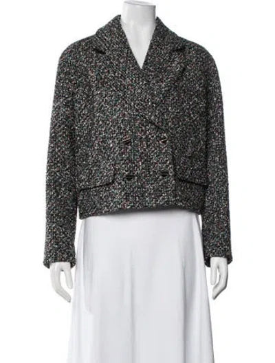 Pre-owned Sandro Plaid Print Blazer W/ Tags In Black