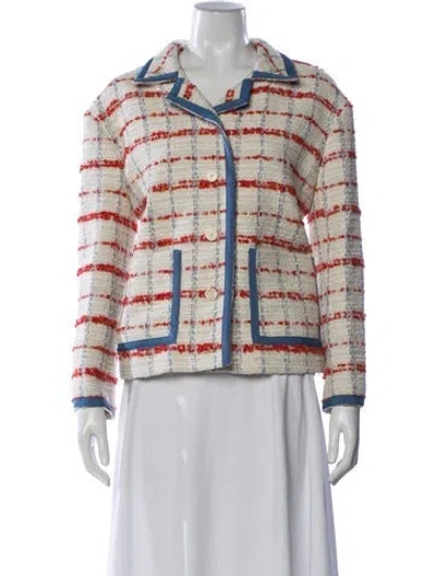 Pre-owned Sandro Plaid Print Blazer W/ Tags In Neutral