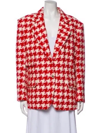 Pre-owned Sandro Plaid Print Blazer W/ Tags In Red