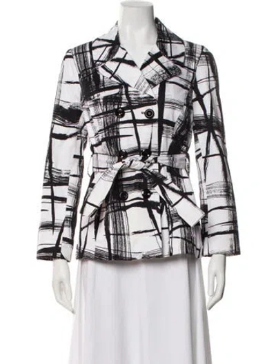 Pre-owned Sandro Plaid Print Blazer In White