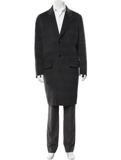 Pre-owned Sandro Plaid Print Coat In Grey