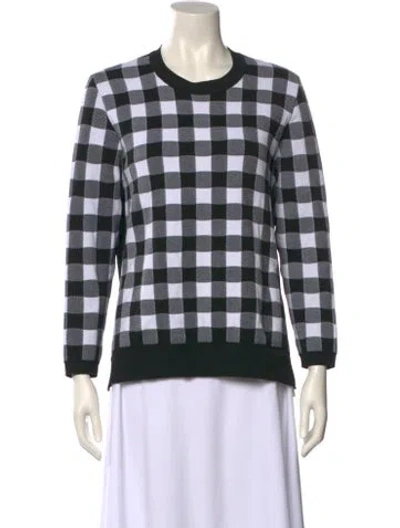 Pre-owned Sandro Plaid Print Crew Neck Sweater In Black