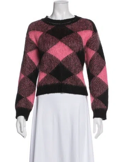 Pre-owned Sandro Plaid Print Crew Neck Sweater In Multi