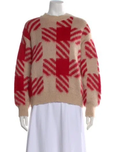 Pre-owned Sandro Plaid Print Crew Neck Sweater In Neutral
