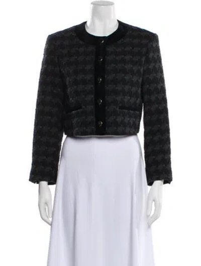 Pre-owned Sandro Plaid Print Evening Jacket In Black