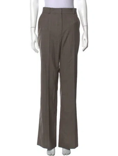 Pre-owned Sandro Plaid Print Flared Pants In Brown