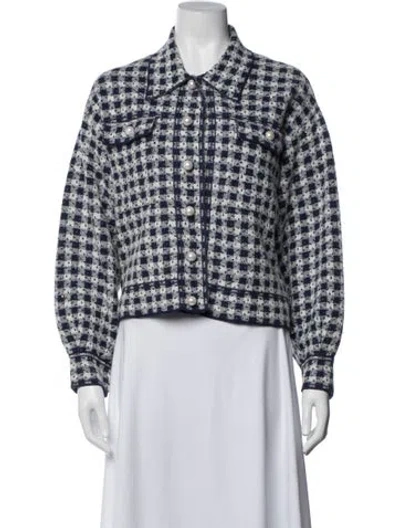 Pre-owned Sandro Plaid Print Jacket In Blue