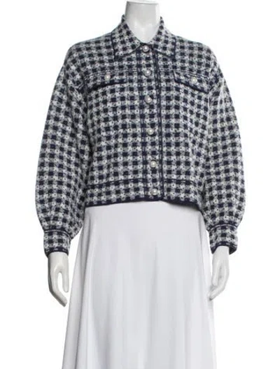 Pre-owned Sandro Plaid Print Jacket In Blue/neutrals