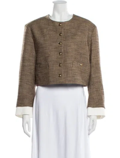 Pre-owned Sandro Plaid Print Jacket In Neutral