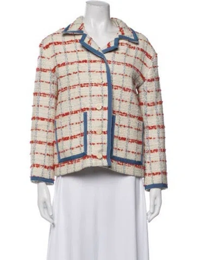Pre-owned Sandro Plaid Print Jacket In Neutrals