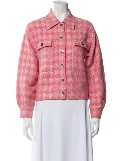 Pre-owned Sandro Plaid Print Jacket In Pink