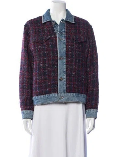 Pre-owned Sandro Plaid Print Jacket In Red