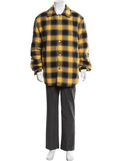 Pre-owned Sandro Plaid Print Jacket W/ Tags In Yellow