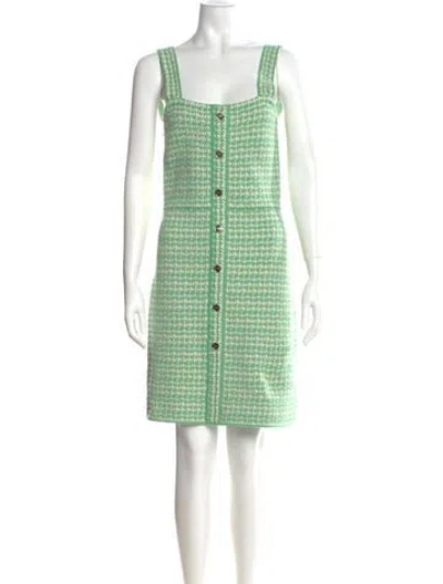Pre-owned Sandro Plaid Print Knee-length Dress In Green