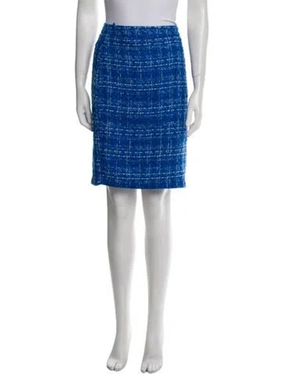 Pre-owned Sandro Plaid Print Knee-length Skirt In Blue