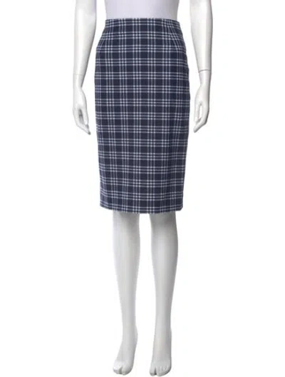 Pre-owned Sandro Plaid Print Knee-length Skirt In Blue