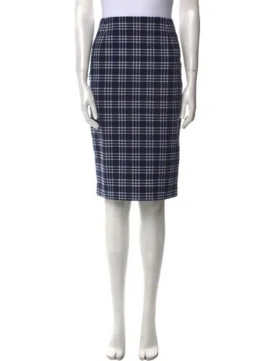 Pre-owned Sandro Plaid Print Knee-length Skirt In Blue