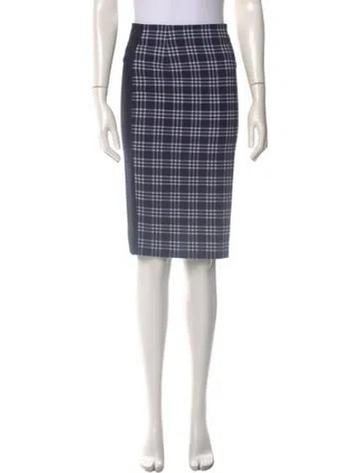 Pre-owned Sandro Plaid Print Knee-length Skirt In Blue