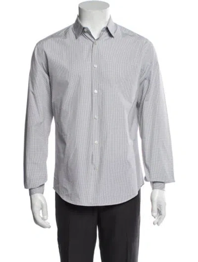 Pre-owned Sandro Plaid Print Long Sleeve Dress Shirt In Blue