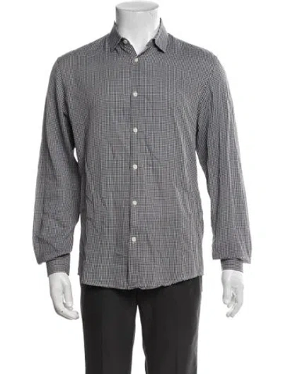 Pre-owned Sandro Plaid Print Long Sleeve Dress Shirt In Gray