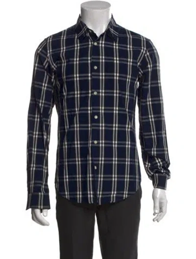 Pre-owned Sandro Plaid Print Long Sleeve Shirt In Black