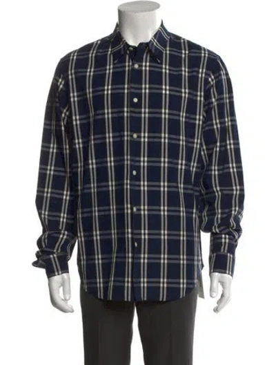 Pre-owned Sandro Plaid Print Long Sleeve Shirt In Black