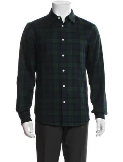 Pre-owned Sandro Plaid Print Long Sleeve Shirt In Black
