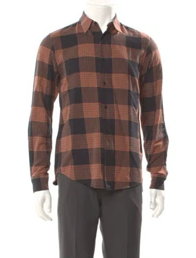 Pre-owned Sandro Plaid Print Long Sleeve Shirt In Blue