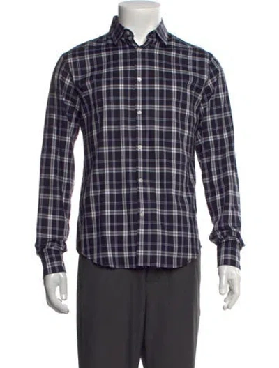 Pre-owned Sandro Plaid Print Long Sleeve Shirt In Blue