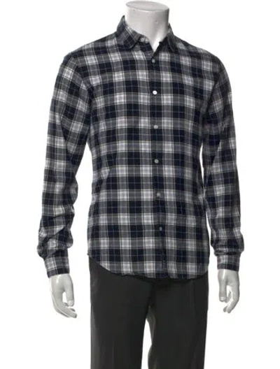Pre-owned Sandro Plaid Print Long Sleeve Shirt In Blue