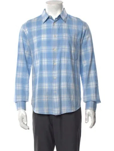 Pre-owned Sandro Plaid Print Long Sleeve Shirt In Blue