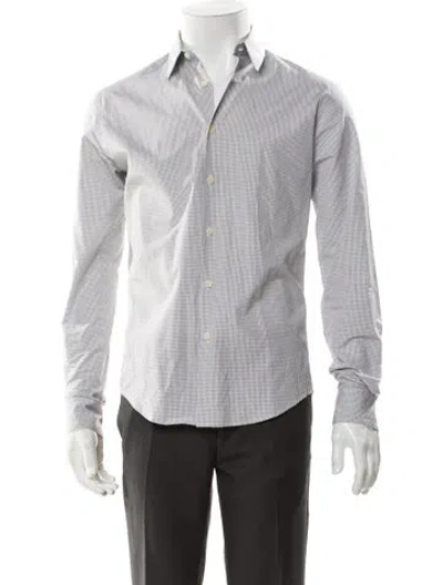 Pre-owned Sandro Plaid Print Long Sleeve Shirt In Gray