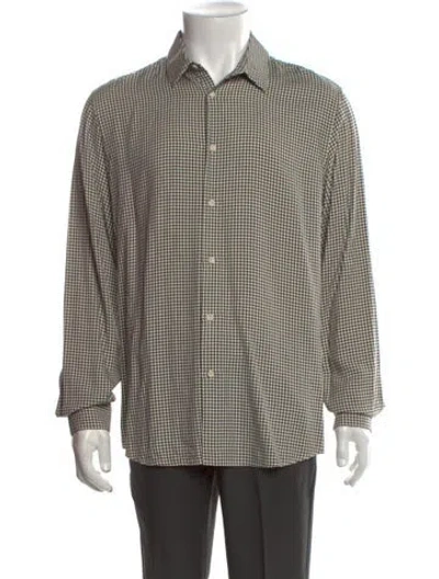 Pre-owned Sandro Plaid Print Long Sleeve Shirt In Neutral