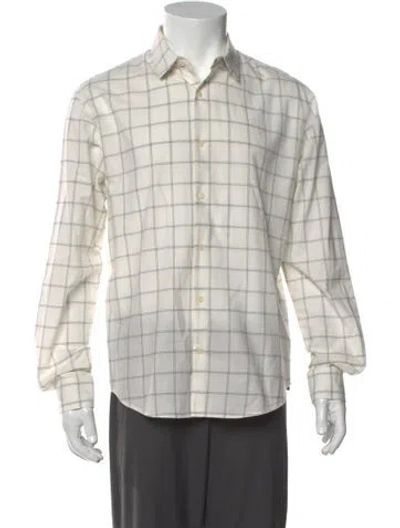 Pre-owned Sandro Plaid Print Long Sleeve Shirt In Neutral