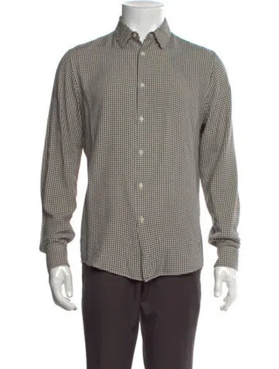 Pre-owned Sandro Plaid Print Long Sleeve Shirt In Neutral