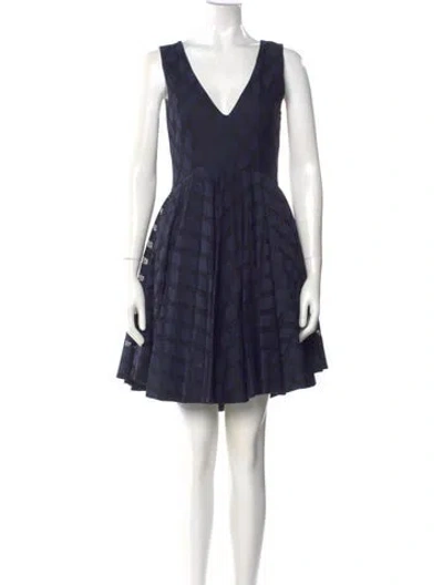 Pre-owned Sandro Plaid Print Mini Dress In Blue