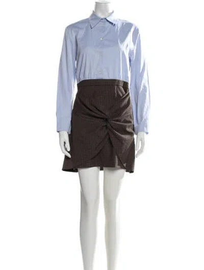 Pre-owned Sandro Plaid Print Mini Dress In Blue