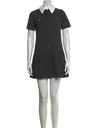 Pre-owned Sandro Plaid Print Mini Dress In Grey