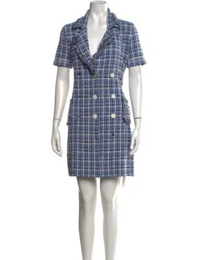 Pre-owned Sandro Plaid Print Mini Dress In Purple