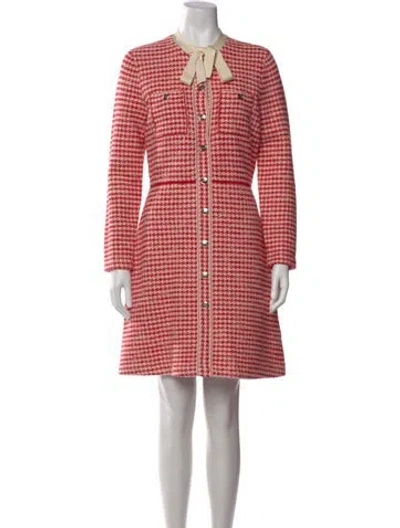 Pre-owned Sandro Plaid Print Mini Dress In Red