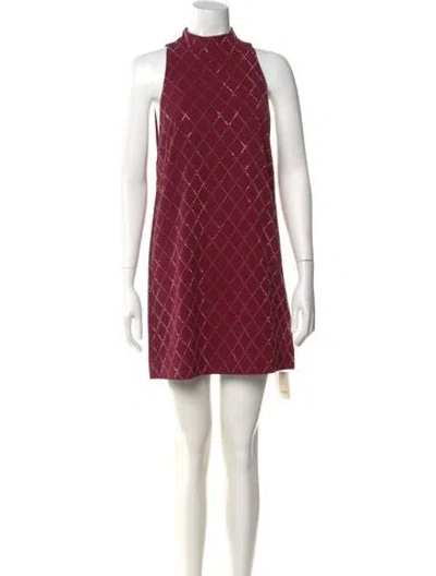 Pre-owned Sandro Plaid Print Mini Dress W/ Tags In Burgundy