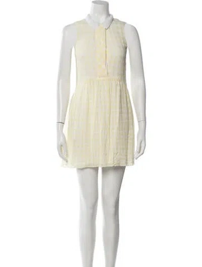 Pre-owned Sandro Plaid Print Mini Dress In Yellow