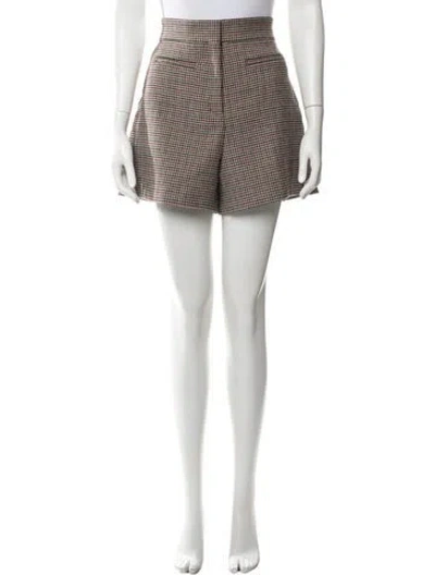 Pre-owned Sandro Plaid Print Mini Shorts In Brown