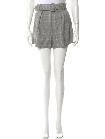 Pre-owned Sandro Plaid Print Mini Shorts In Gray