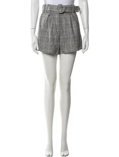 Pre-owned Sandro Plaid Print Mini Shorts In Grey