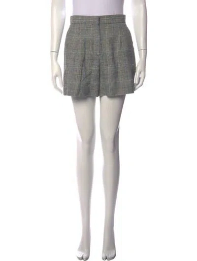Pre-owned Sandro Plaid Print Mini Shorts In Grey